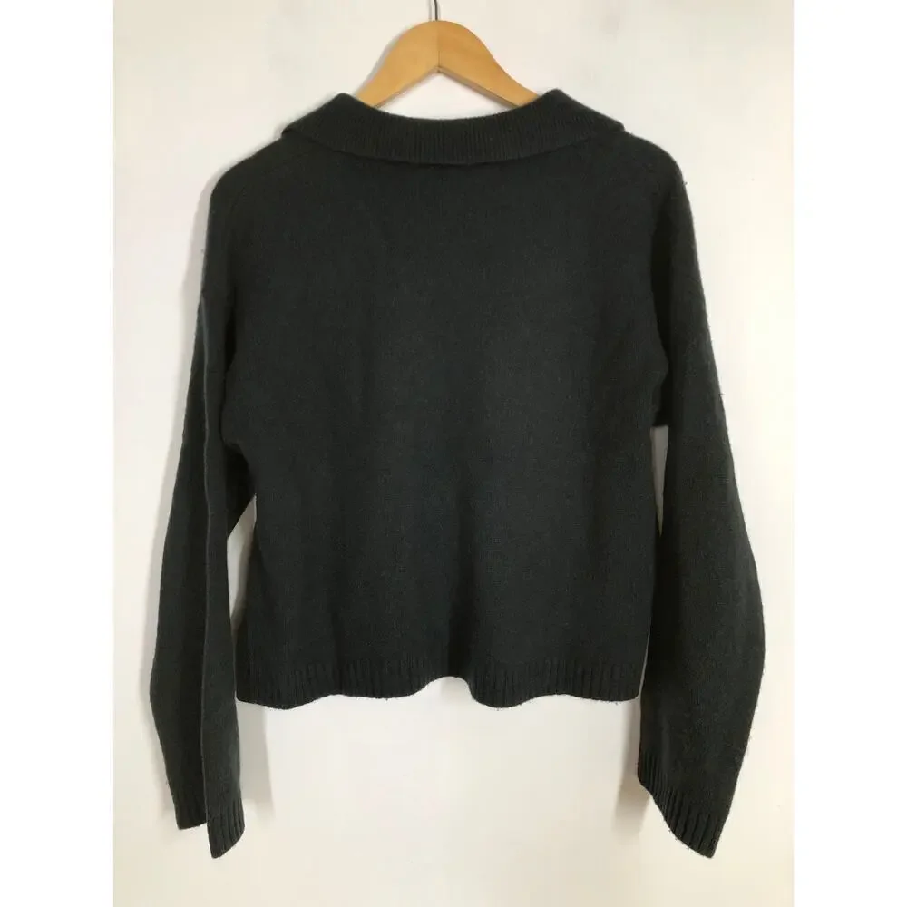 Madewell Polo Sweater Cashmere Wool Blend Dark Green NWT XXS